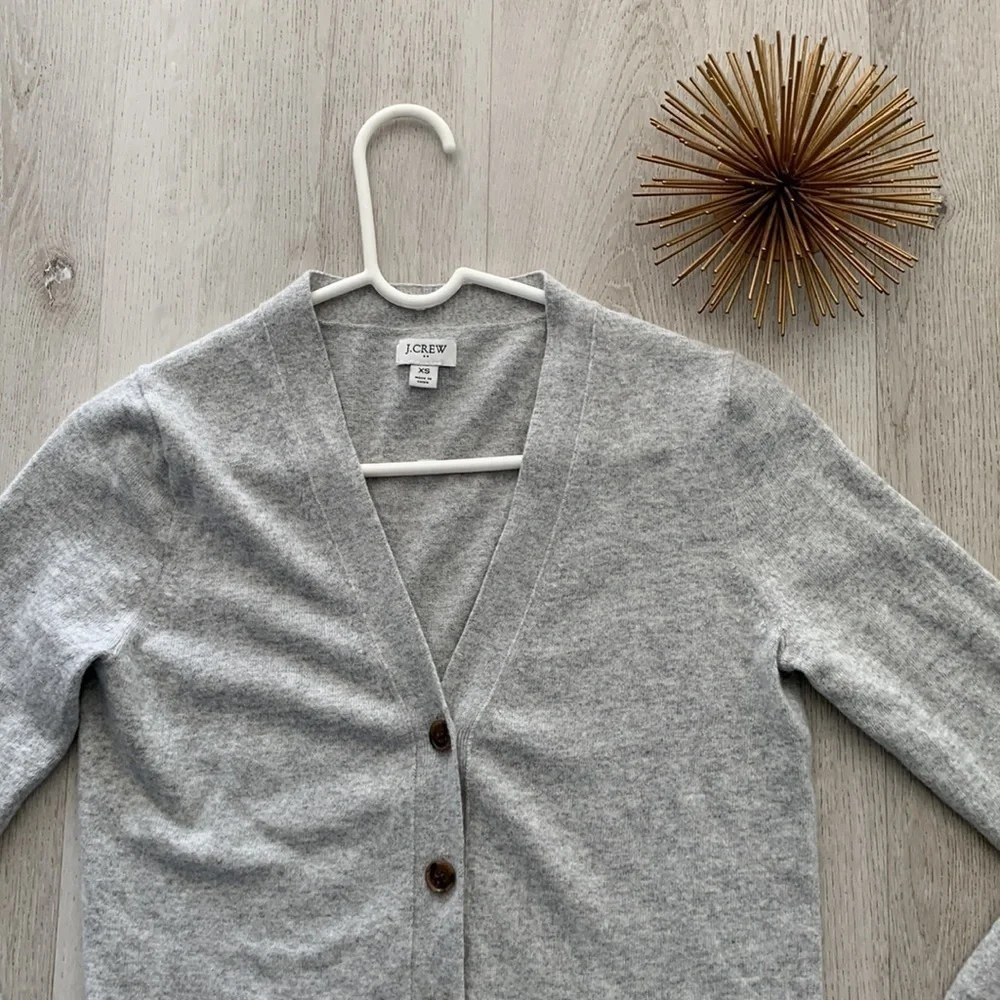 J.Crew wool blend cardigan size XS gray buttons casual career v-neck - Picture 4 of 10